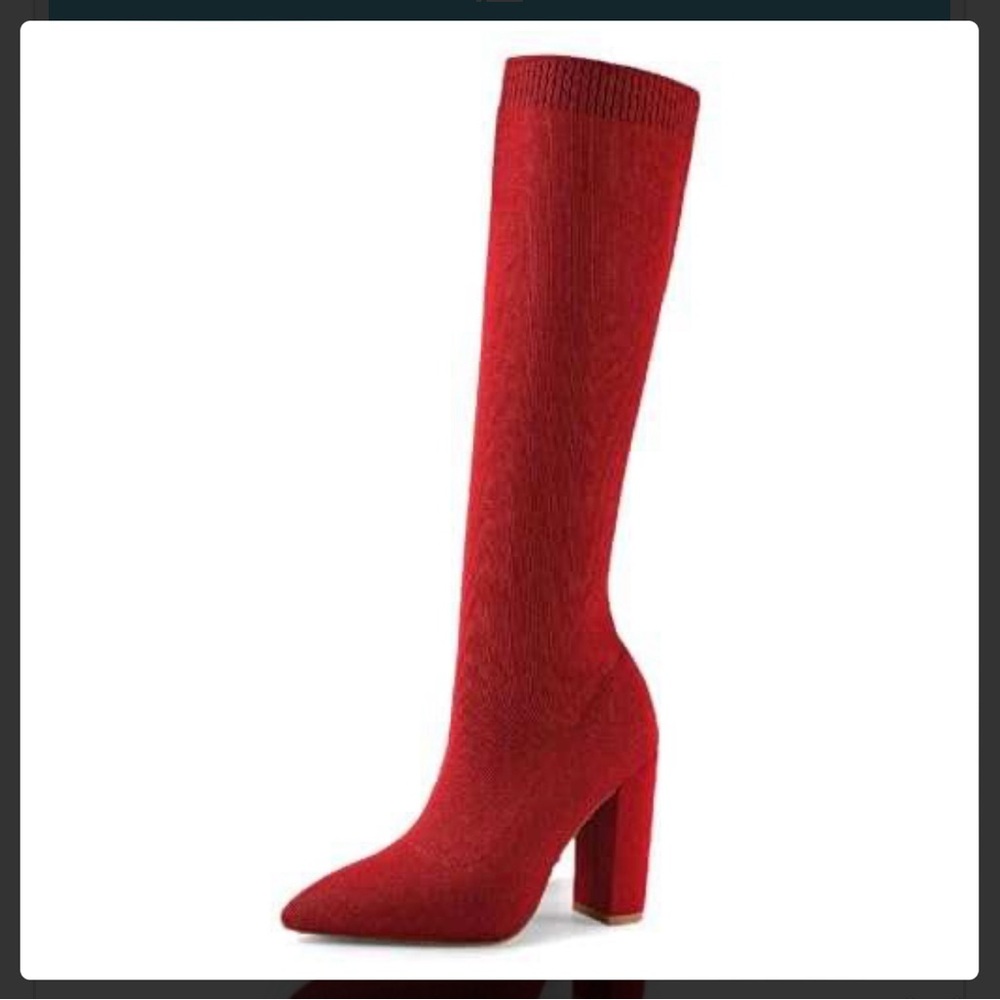 Elegant Red Knee-High Women's Boots